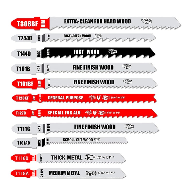 FOXBC Jigsaw Blades Set Multi-Purpose for Cutting Wood & Metal, T-Shank Jig Saw Blades - 40 Pack - Image 2